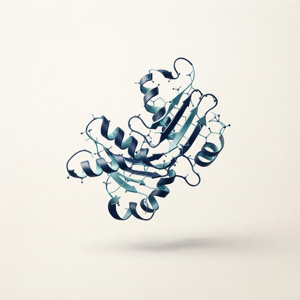 Abstract molecular ribbon model of a metabolic peptide